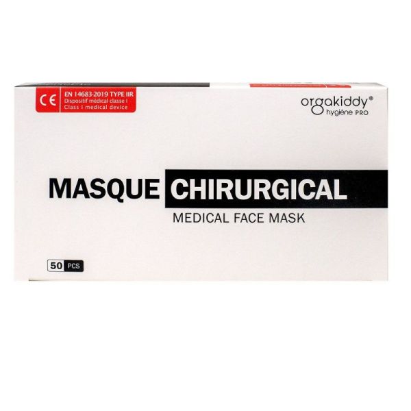 50 masques chirurgicaux noirs 3 plis CE